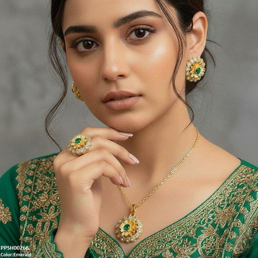 PPSH00266 MZM Flower Pendant Set - PPSH